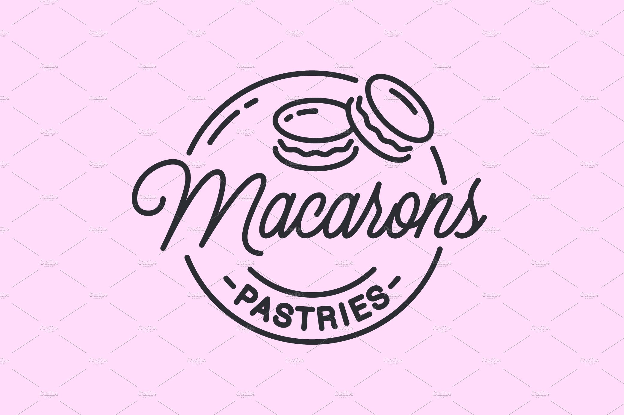 Macarons logo. Round linear logo..