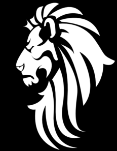 Black & White Lion Head clip art.
