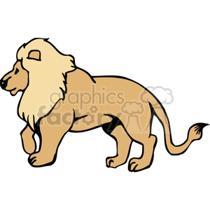 Side profile of a golden colored male lion clipart. Royalty.
