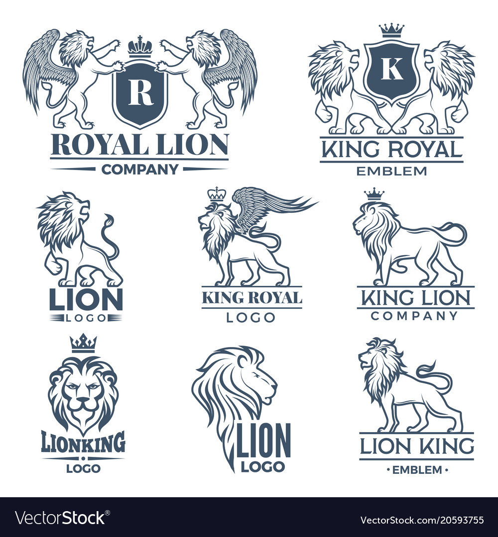 Design template of logos or badges with lions.