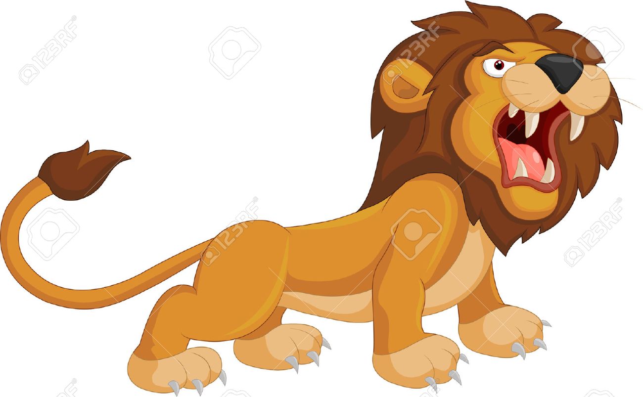 Cartoon lion roaring.