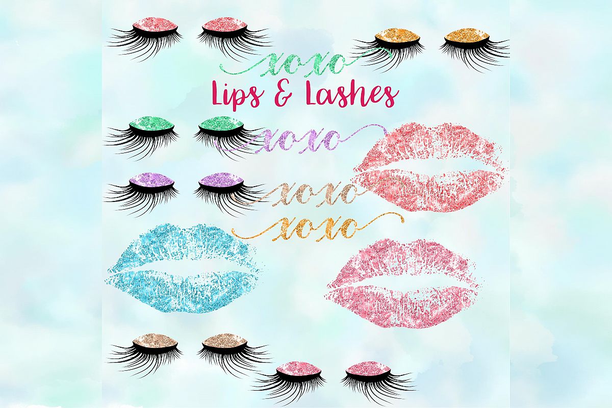 Lips & Lashes Clipart.