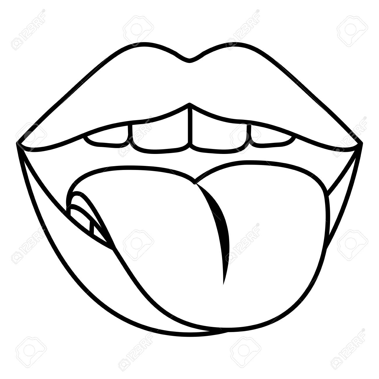 Lips with tongue out vector illustration design.