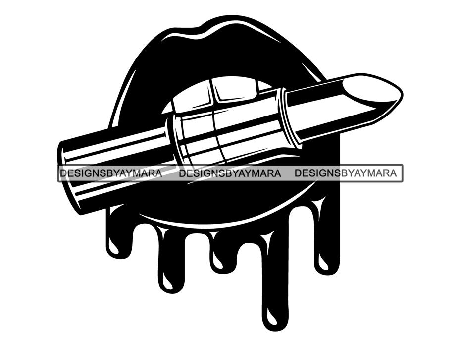 Cosmetology Lipstick Cosmetics Makeup Lip Beauty Bite Dripping Balm Gloss  Face Glamour Glam Style .PNG .SVG Clipart Vector Cricut Cut Cutting.