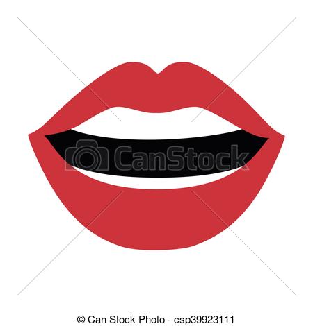 Vector Clip Art of mouth with red sexy lips.