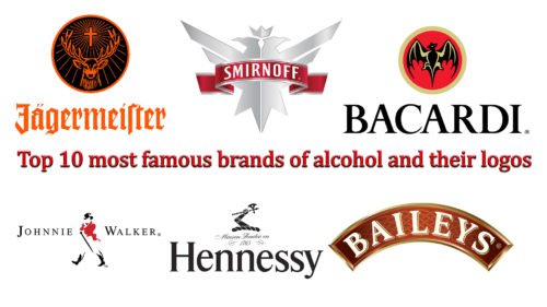 Top 10 most famous brands of alcohol and their logos.