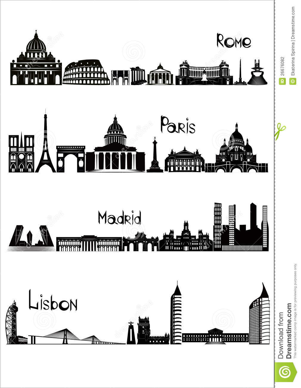 Sights Of Rome, Paris, Madrid And Lisbon, B.
