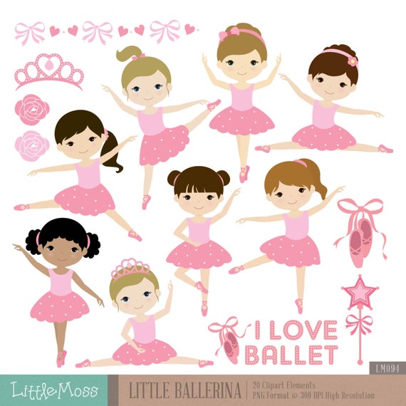Little Ballerina Digital Clipart, Ballet Clipart, Ballerina Girl.