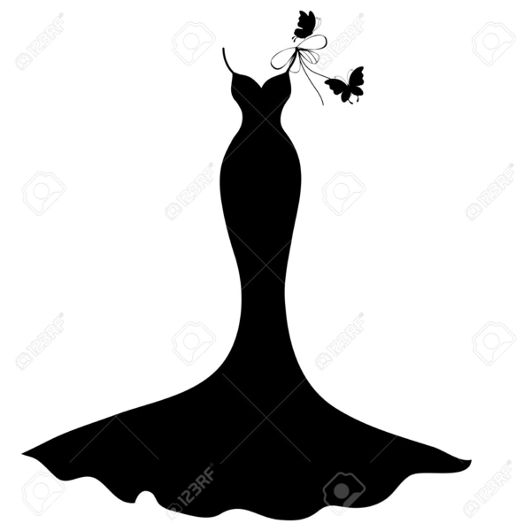 Little Black Dress Silhouette Clipart.