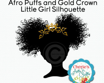 Little black girl afro puffs silhouette clipart 20 free 