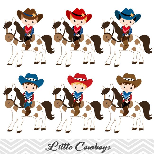 Cowboy Clip Art, Wild West Clipart, Cute Little Boy Cowboy Clipart, 00185.