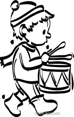 little drummer boy Royalty Free Vector Clip Art illustration.