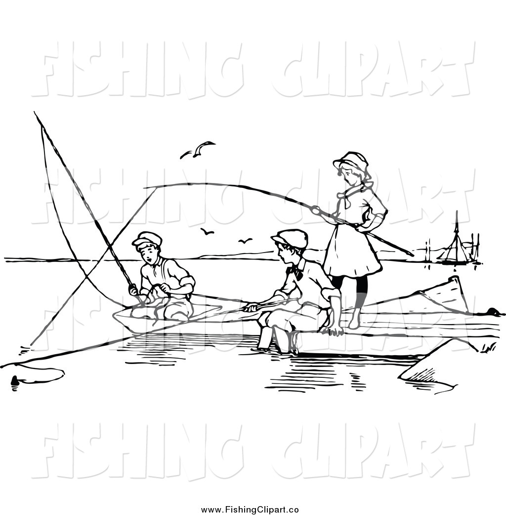 Little Girl Fishing Clipart Black And White 20 Free -6309