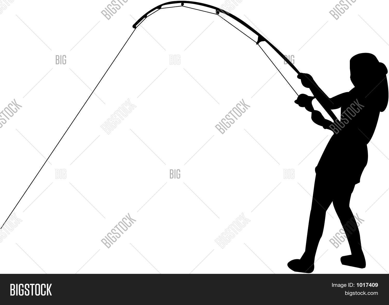 Силуэт женщины на рыбалке