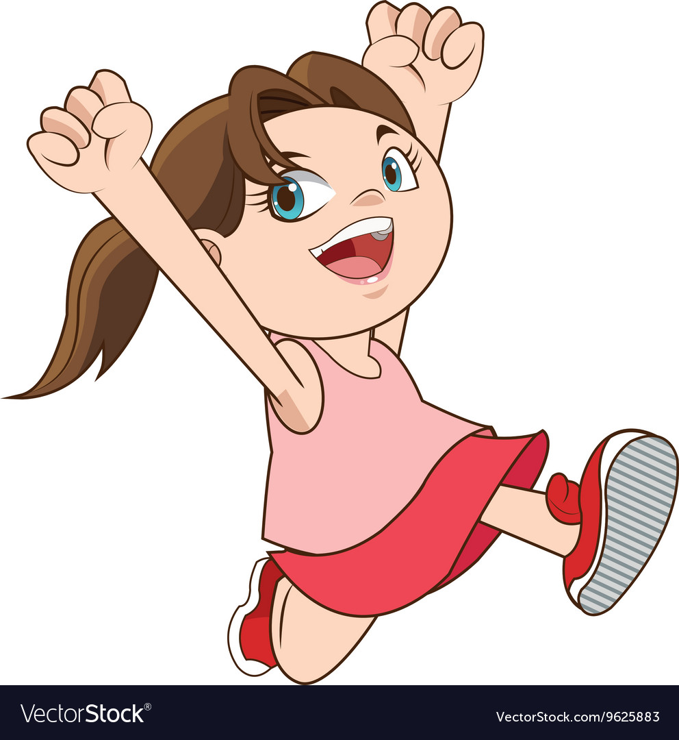 Little girl smiling and running icon.