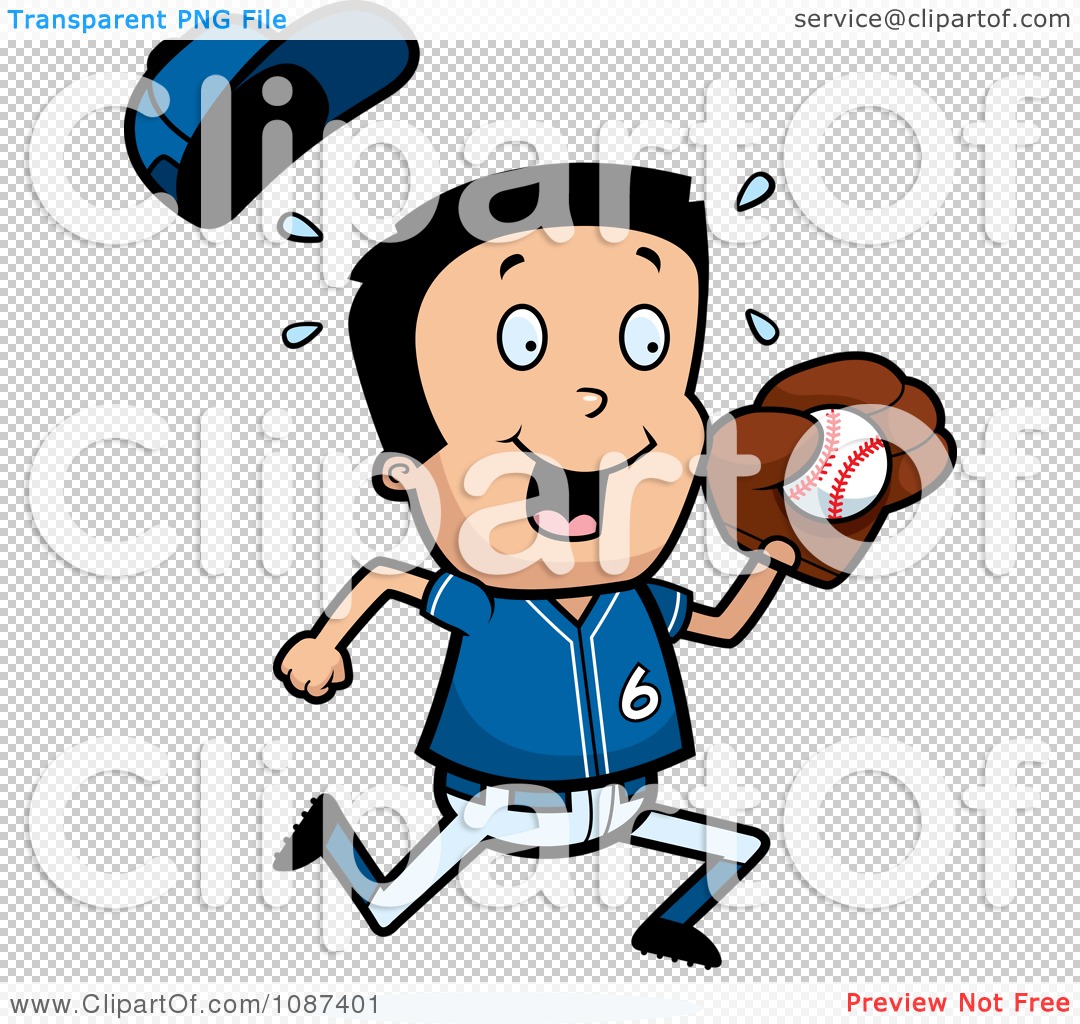 Clipart Little League Baseball Boy Catching A Ball.