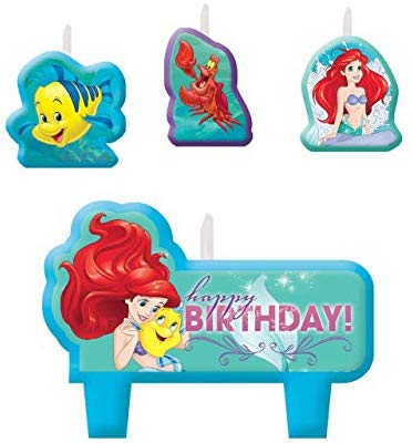 Disney Little Mermaid Birthday Candles , Set of 4.
