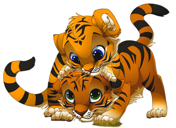 Cute Little Tiger PNG Cartoon.