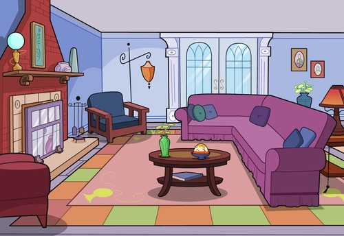 clipart living room with door