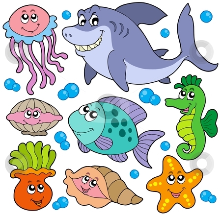 Animals that live in water clipart.