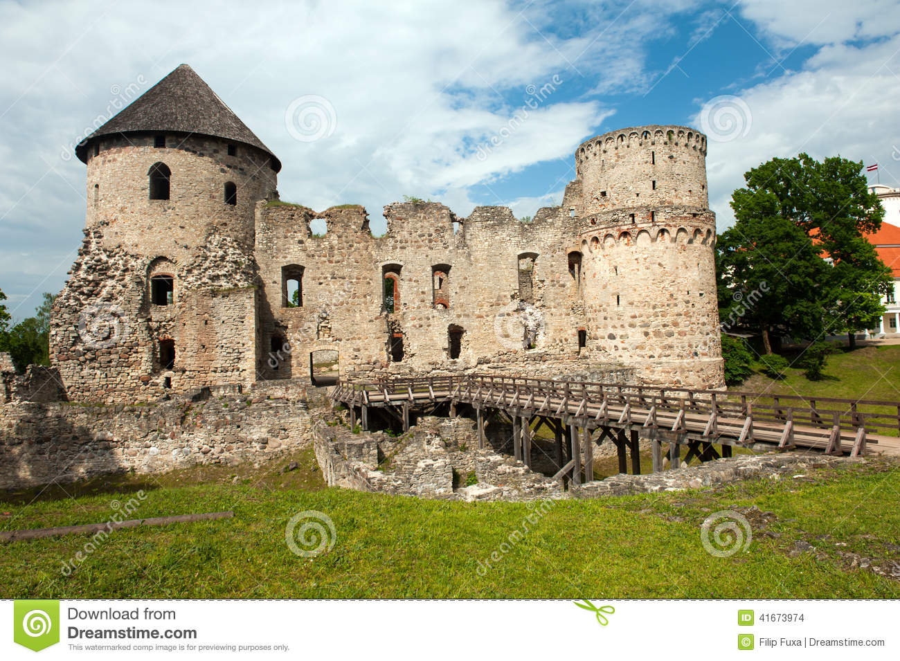 Castle In Cesis Stock Photo.