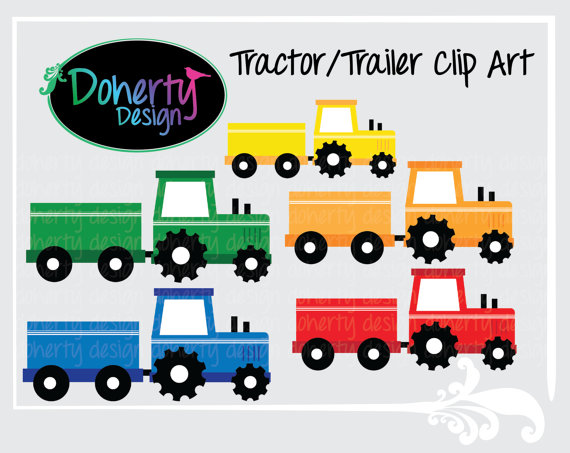 Tractor With Wagon Clipart.