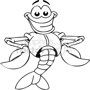 funny lobster standing clipart. Royalty.