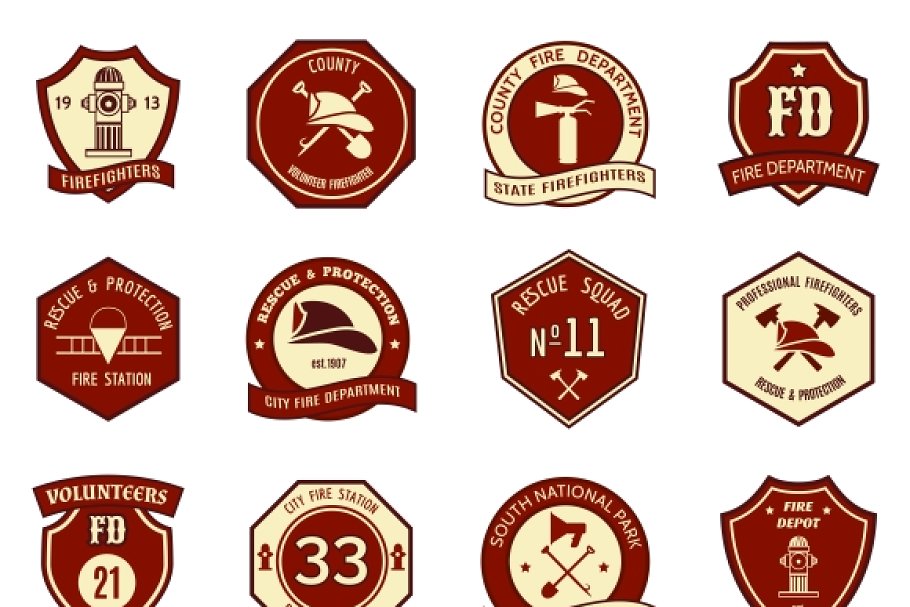 Fire department logo and badges.