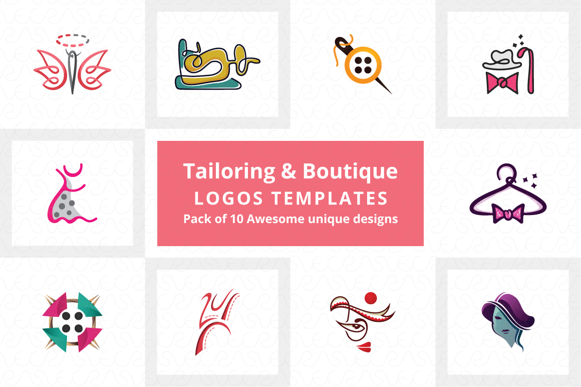 Tailoring & Boutique Logo Templates Pack of 10 Awesome unique designs.