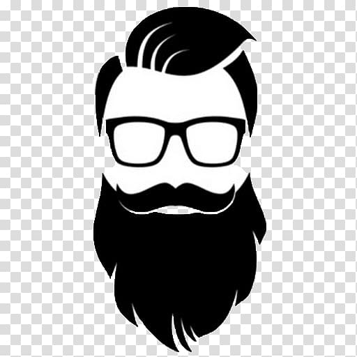 Man white and black with eyeglasses art, Beard Art Face Logo.