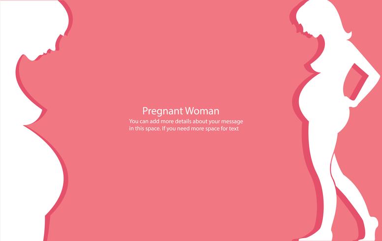 femme enceinte avec illustration vectorielle fond rose.