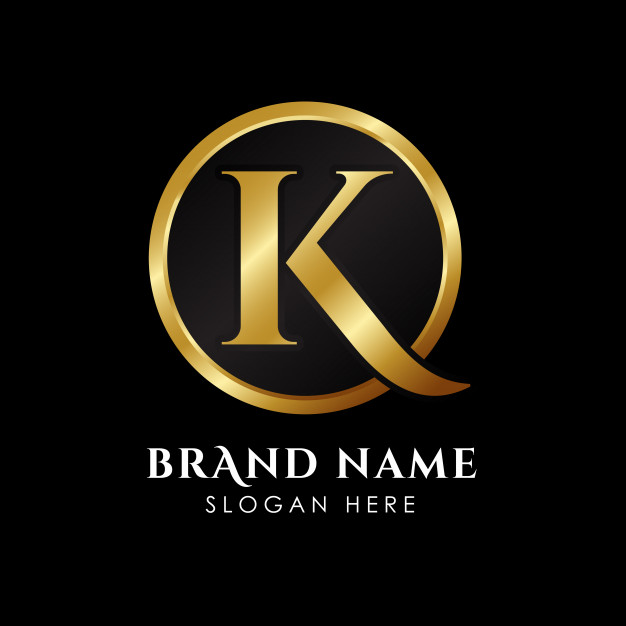Luxury letter k logo template in gold color Vector.