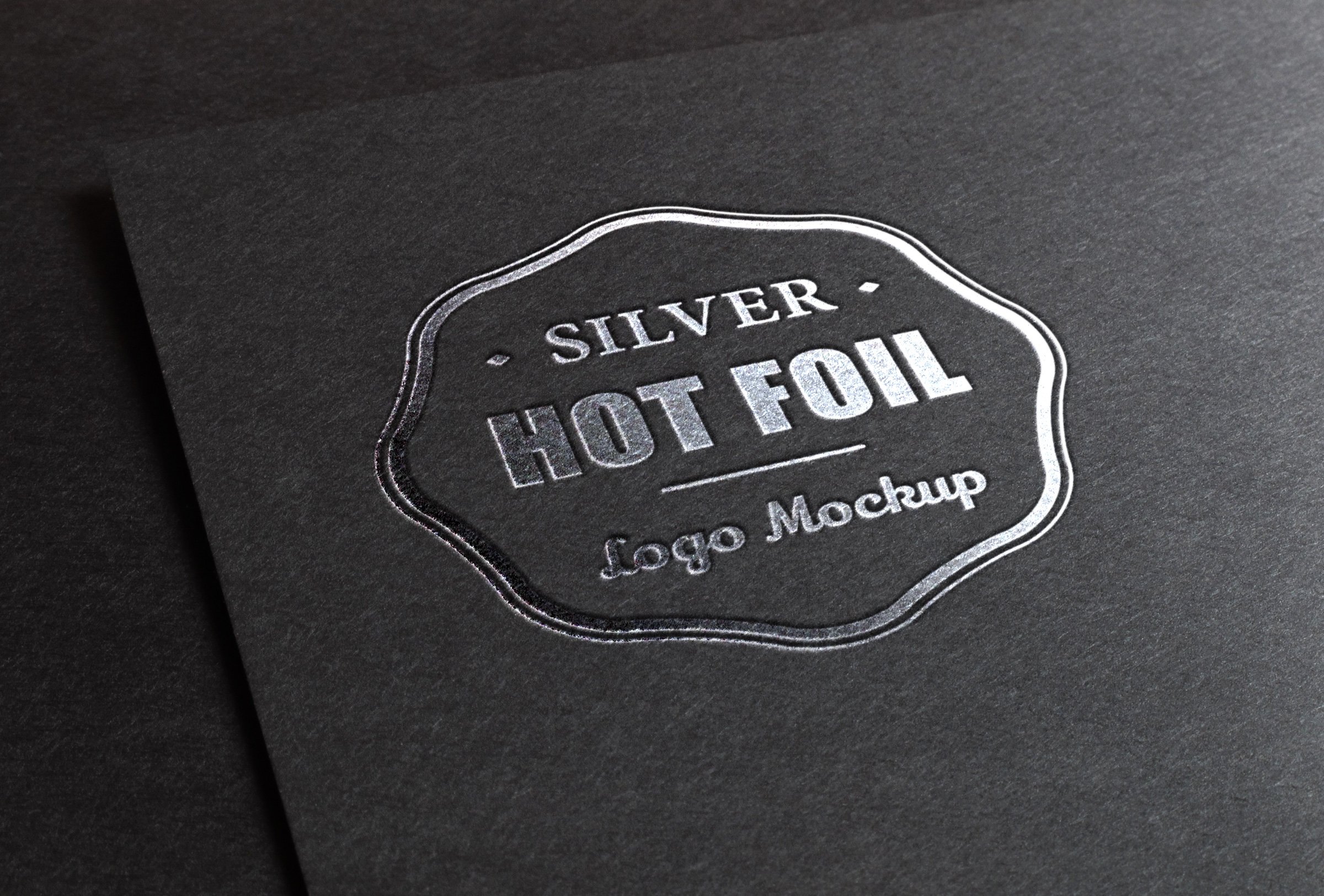 Free Silver Stamping Foil Logo Psd MockUp.