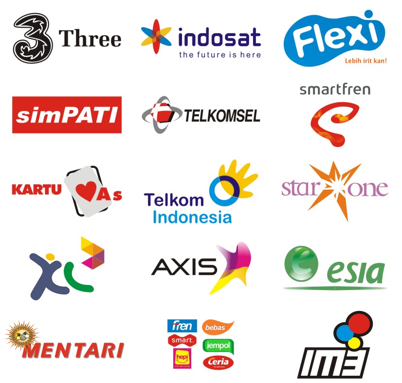 Kumpulan logo operator selular Indonesia vector.