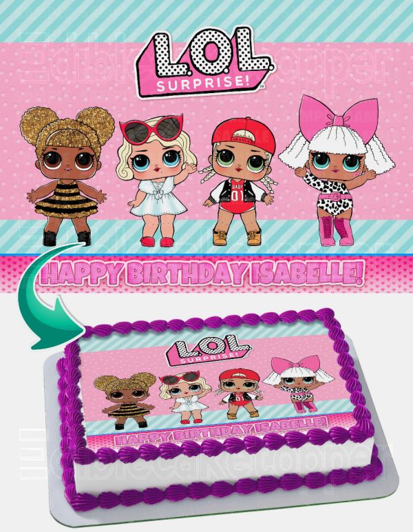 LOL Surprise Dolls Edible Image Cake Topper Personalized Birthday Sheet  Decoration Custom Party Frosting Transfer Fondant.