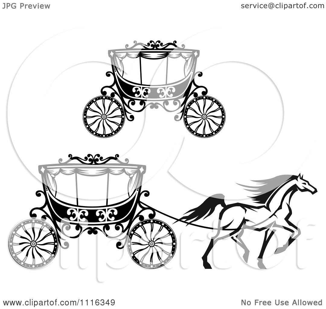 Clipart Black And White Prancing Horse And Romantic Wedding.