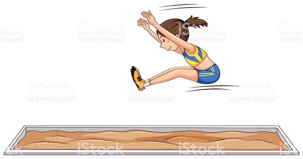 Woman Athlete Doing Long Jump stock vector art 613220460.
