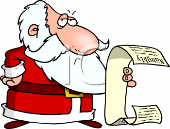 Santa Reading List Clipart.