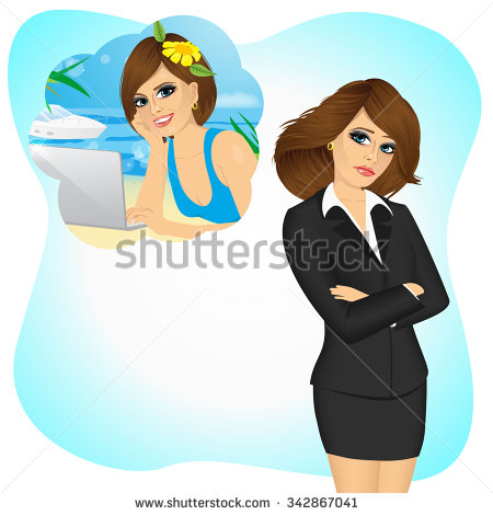 Woman Thinking About Travleing Clipart.