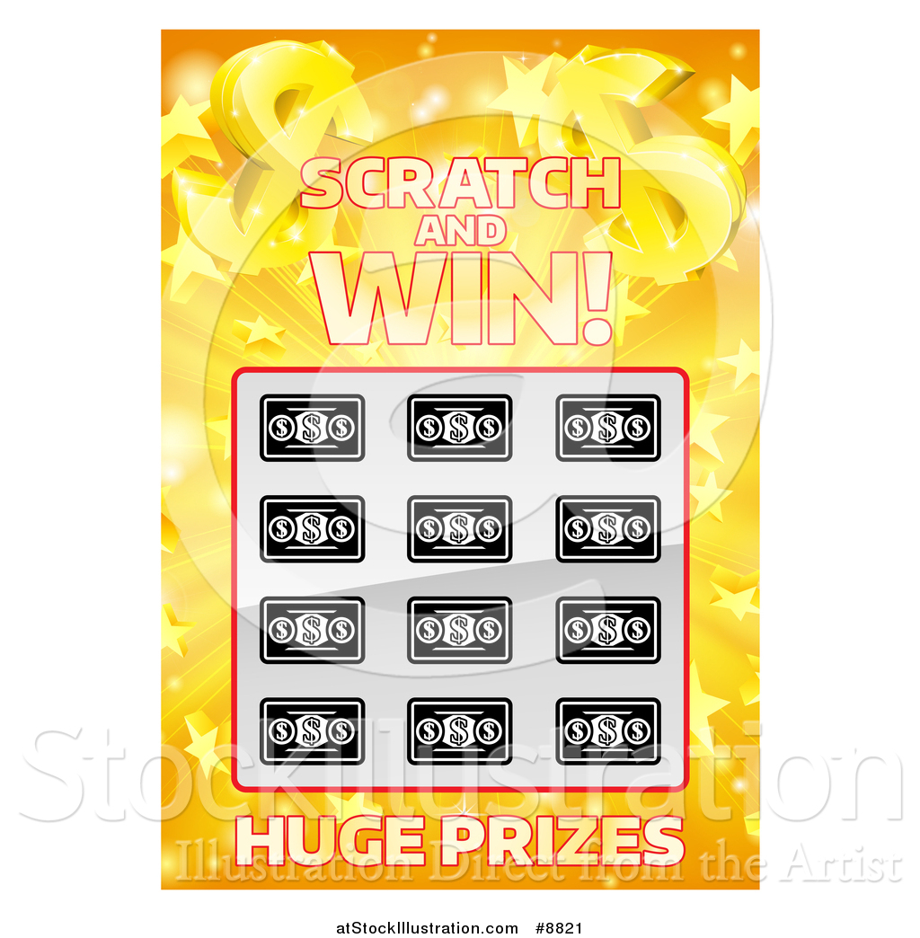 Vector Illustration of a Scratch and Win Lottery Ticket by.