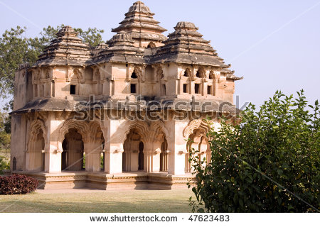 Lotus Mahal Of Zanana Enclosure At Ancient Town Hampi, Karnataka.