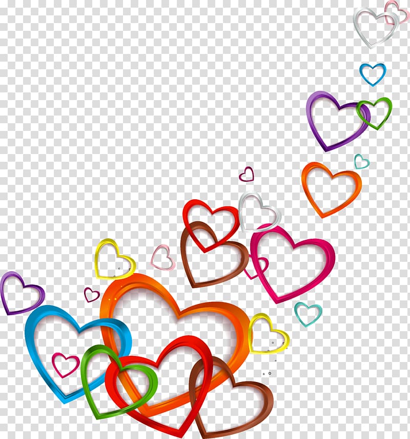 Love Euclidean , Floating love, multicolored heart sticker.