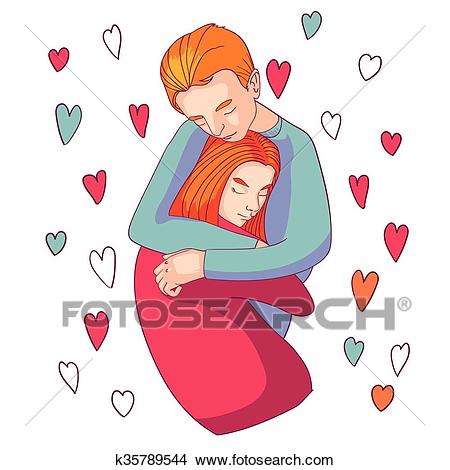 Man and woman hugging lovingly Clipart.