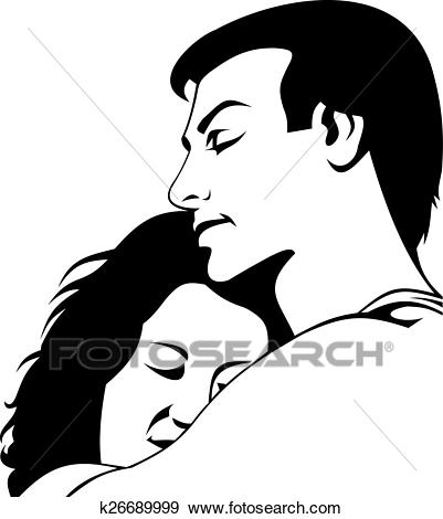 Two lovers isolated Clip Art.