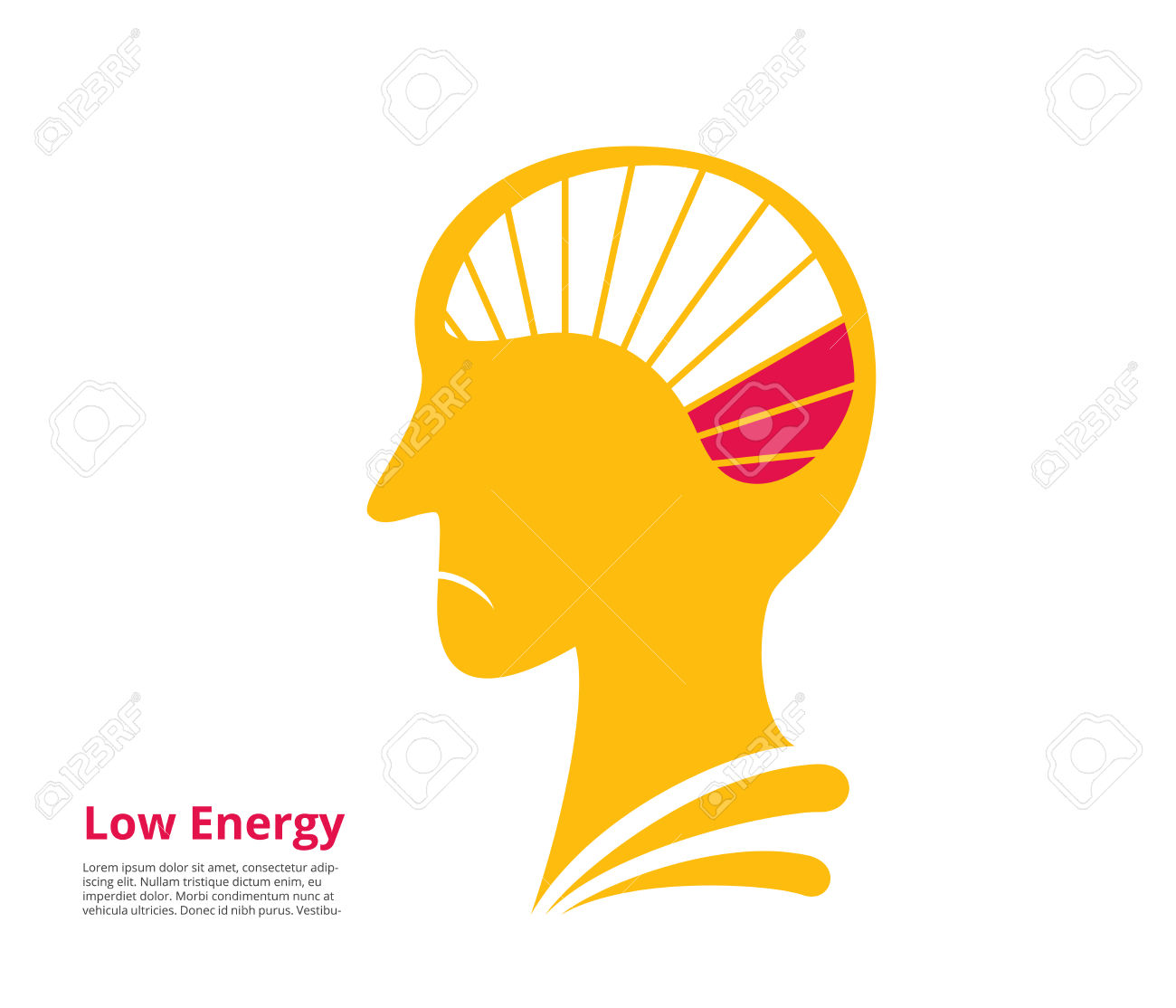Low Energy, Low Power Of Brain. Vector Illustration Royalty Free.