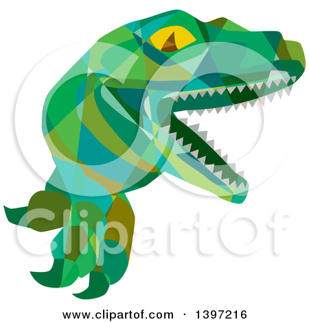 Clipart of a Retro Low Poly Geometric Lizard, Rator or.