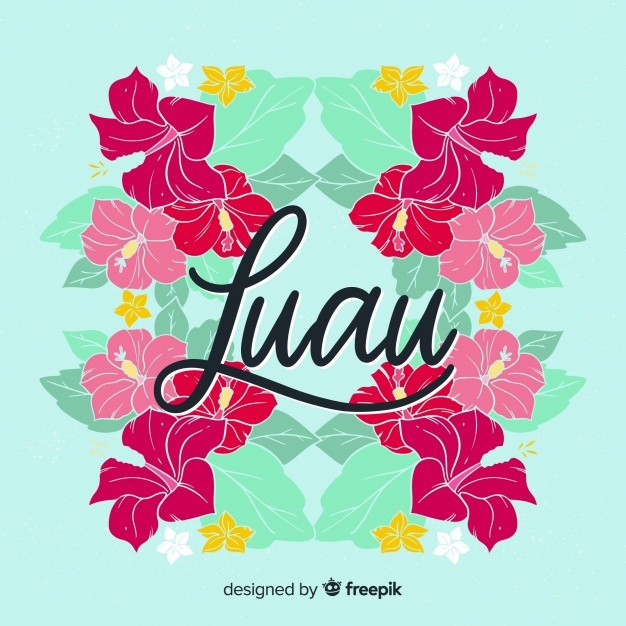 Download Free png Free Luau word hawaiian flowers background.