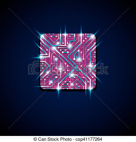 Clip Art Vector of Vector technology cpu design with square.