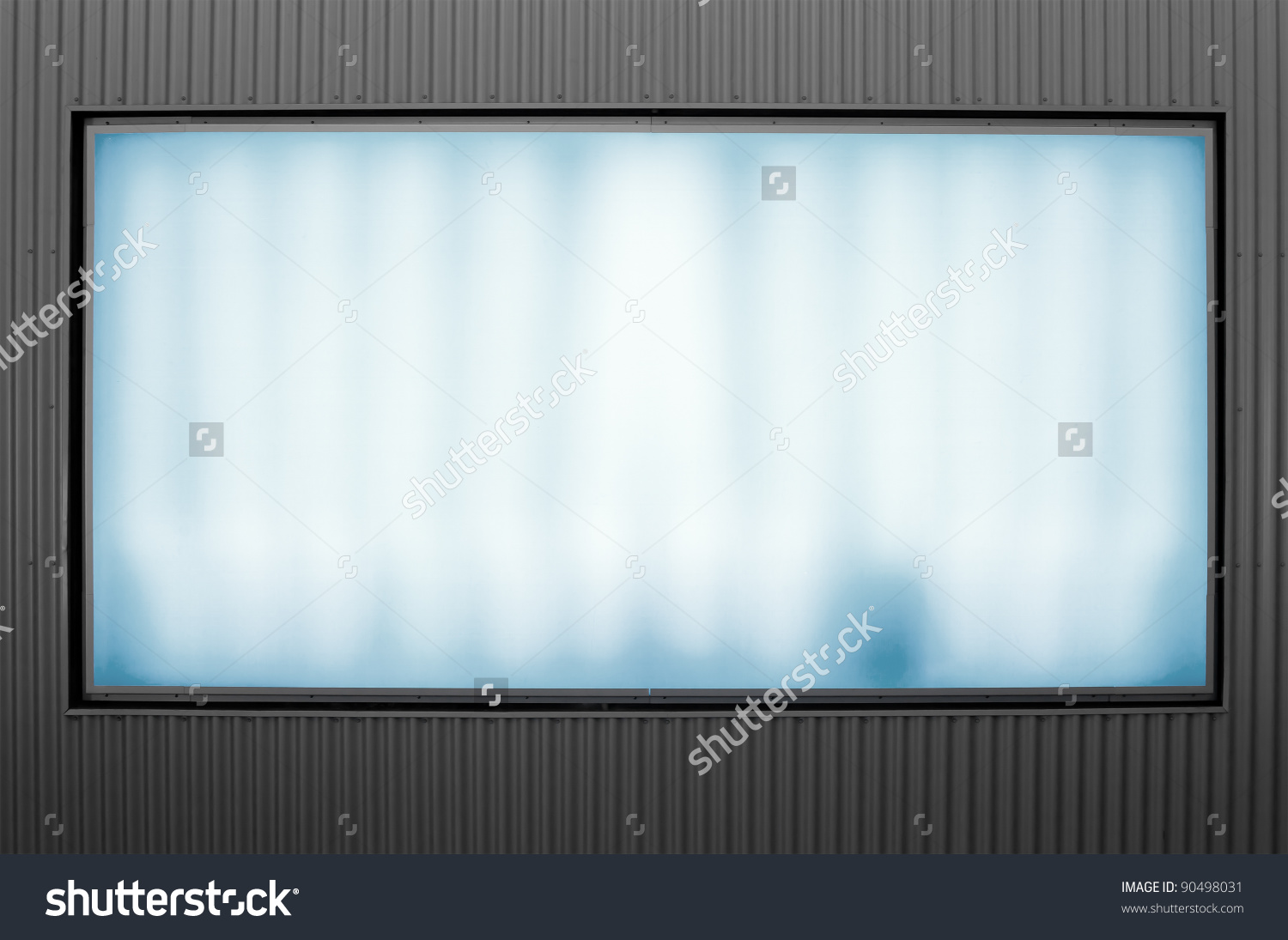 Luminous Advertising Billboard On Metal Wall Stock Photo 90498031.