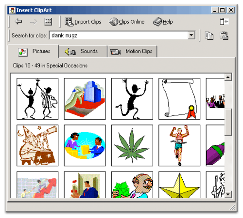Clip Art from old school Microsoft Word. Reminds me of doing.